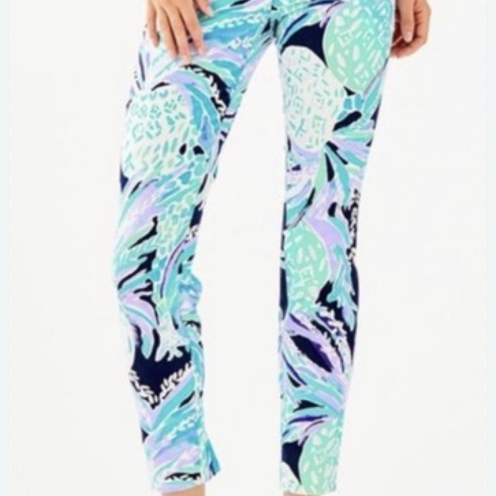 Lilly Pulitzer Kelly Skinny Ankle Pants size 4 Blue Pineapple